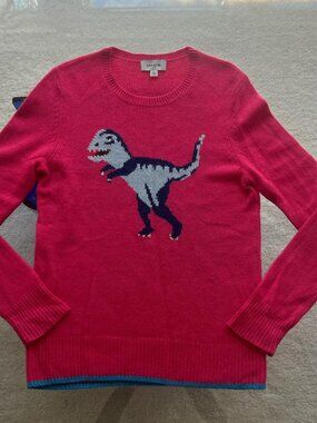 coach hot pink T. rex dinosaur cashmere oversized sweater size L
